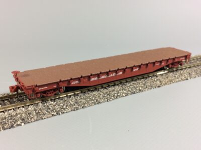 Pennsylvania RR 475544 - 52'6″ Flatcar - genieteter Rahmen - RTR
